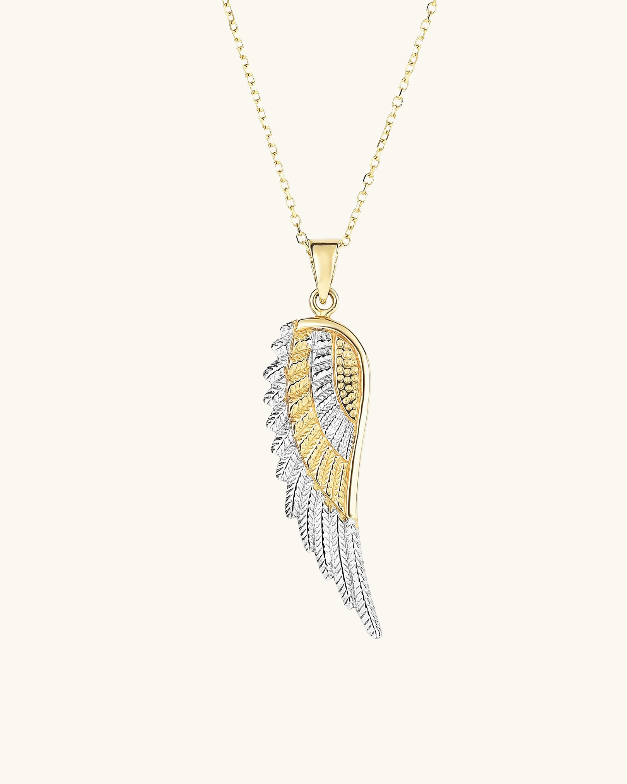 14K Two-tone Gold Angel Wing Necklace