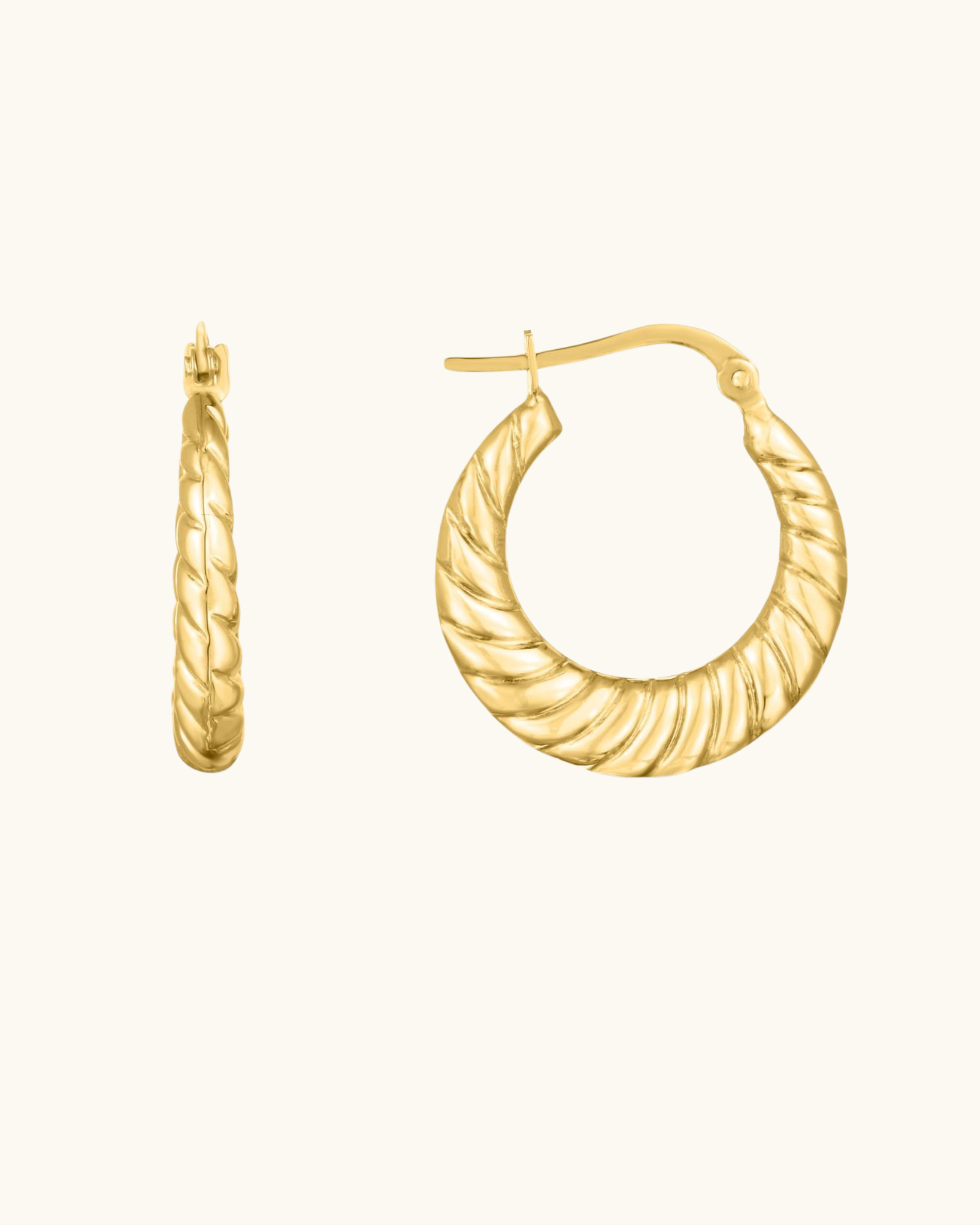 14K Gold Twisted Cable Graduated Hoops