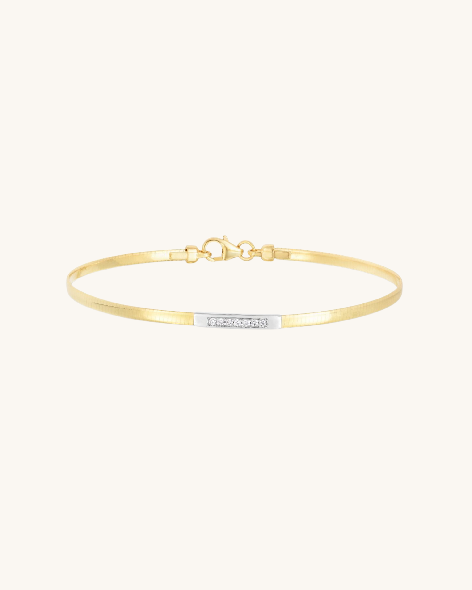 14K Gold Skinny Omega Diamond Bar Bracelet