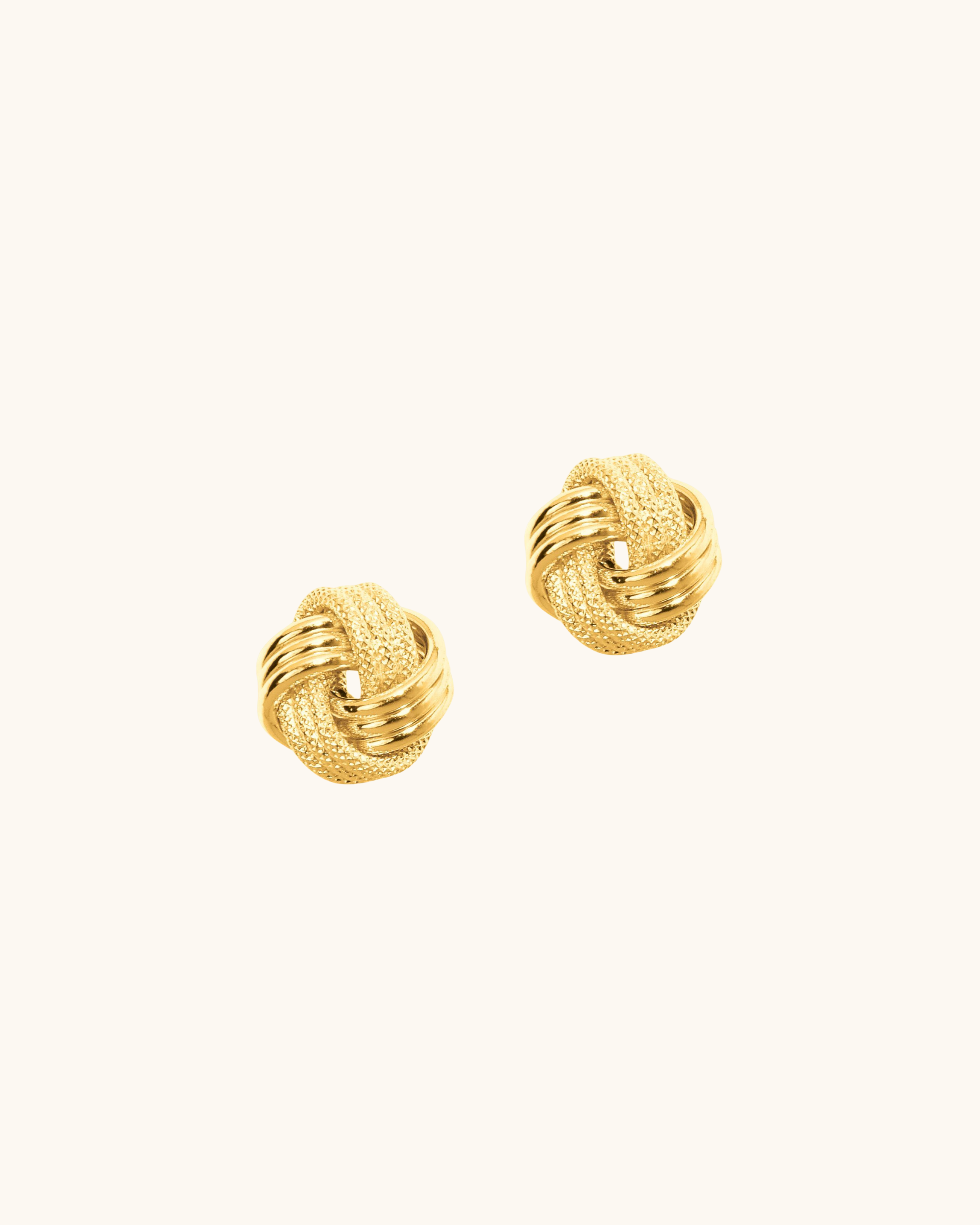 14K Gold Polished & Diamond Cut Love Knot Stud Earring