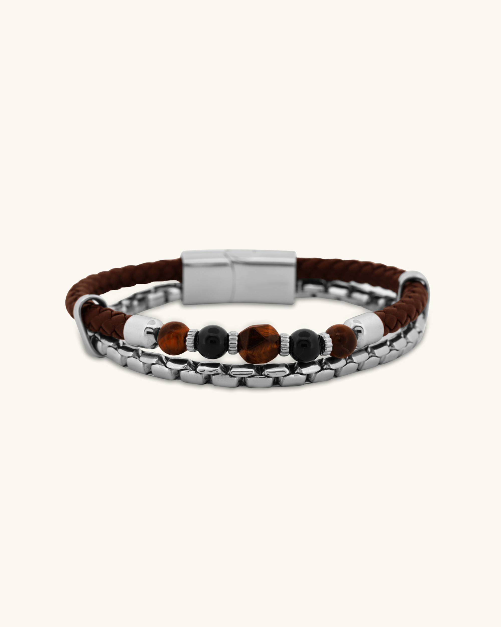 Tiger Eye & Leather Bracelet