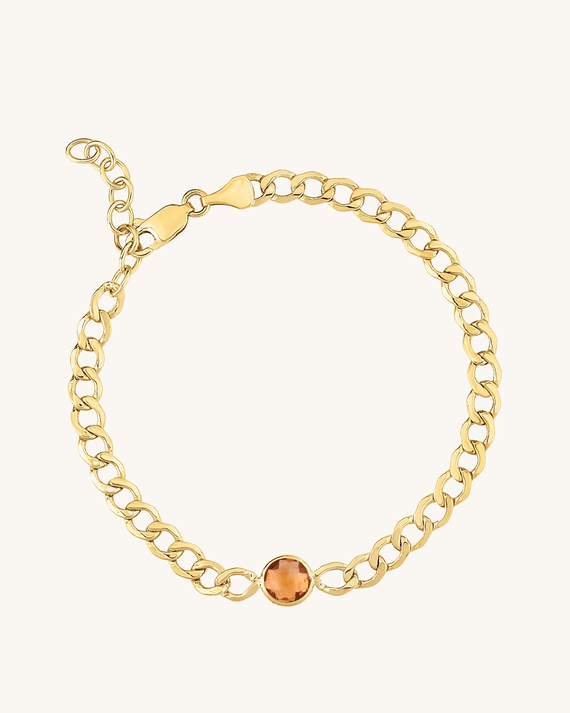 14K Birthstone Curb Chain Bracelet