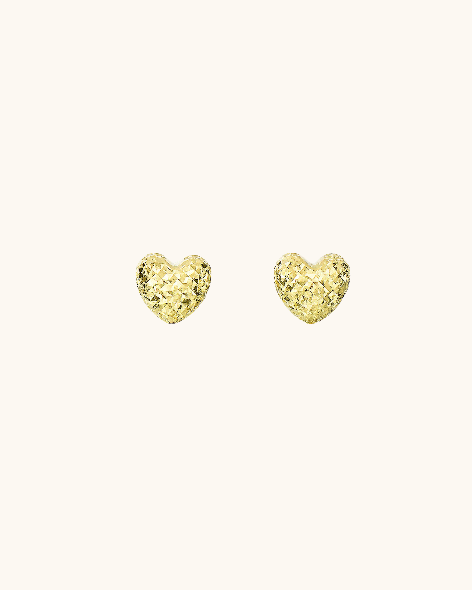 14K Gold Diamond Cut Heart Stud Earring