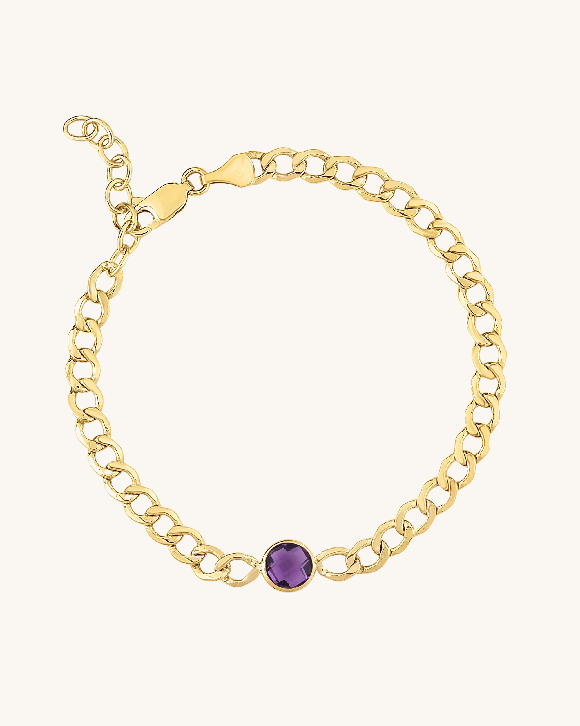14K Birthstone Curb Chain Bracelet