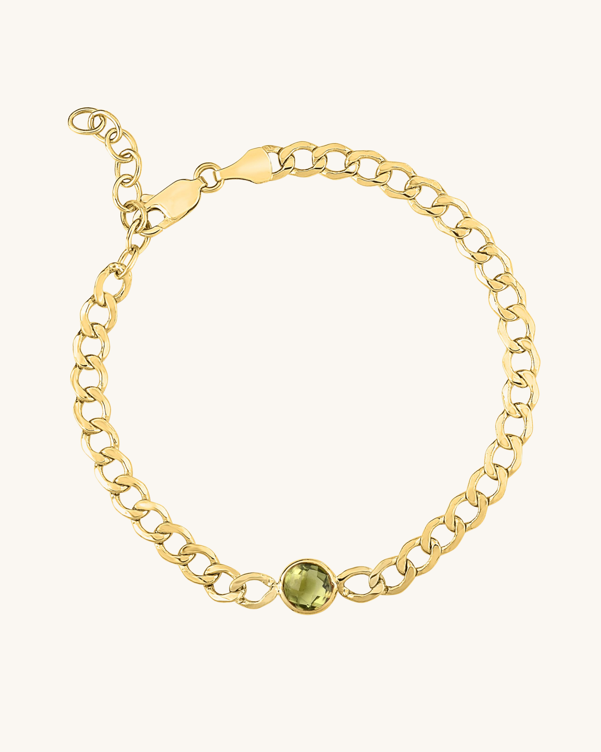 14K Birthstone Curb Chain Bracelet