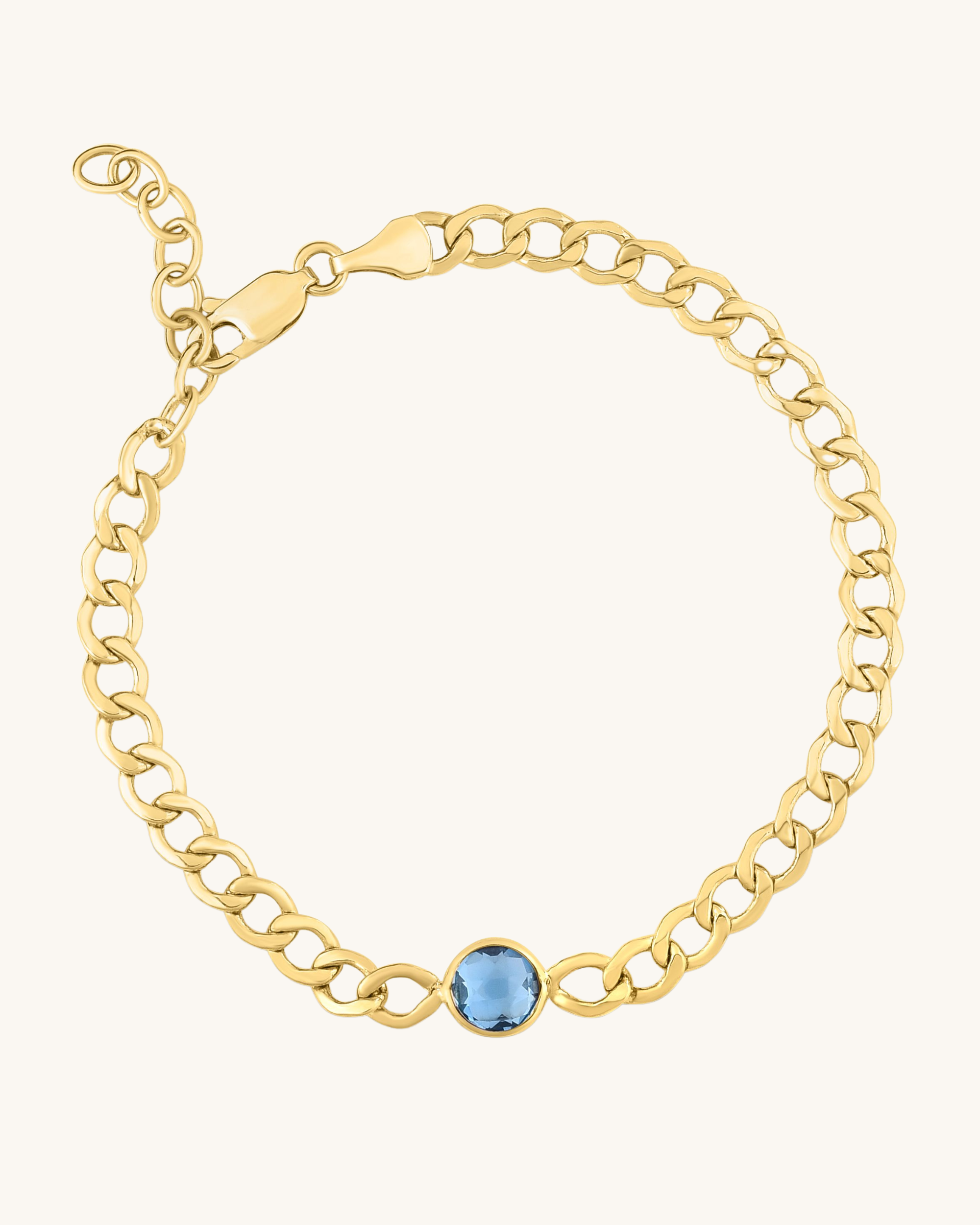 14K Birthstone Curb Chain Bracelet