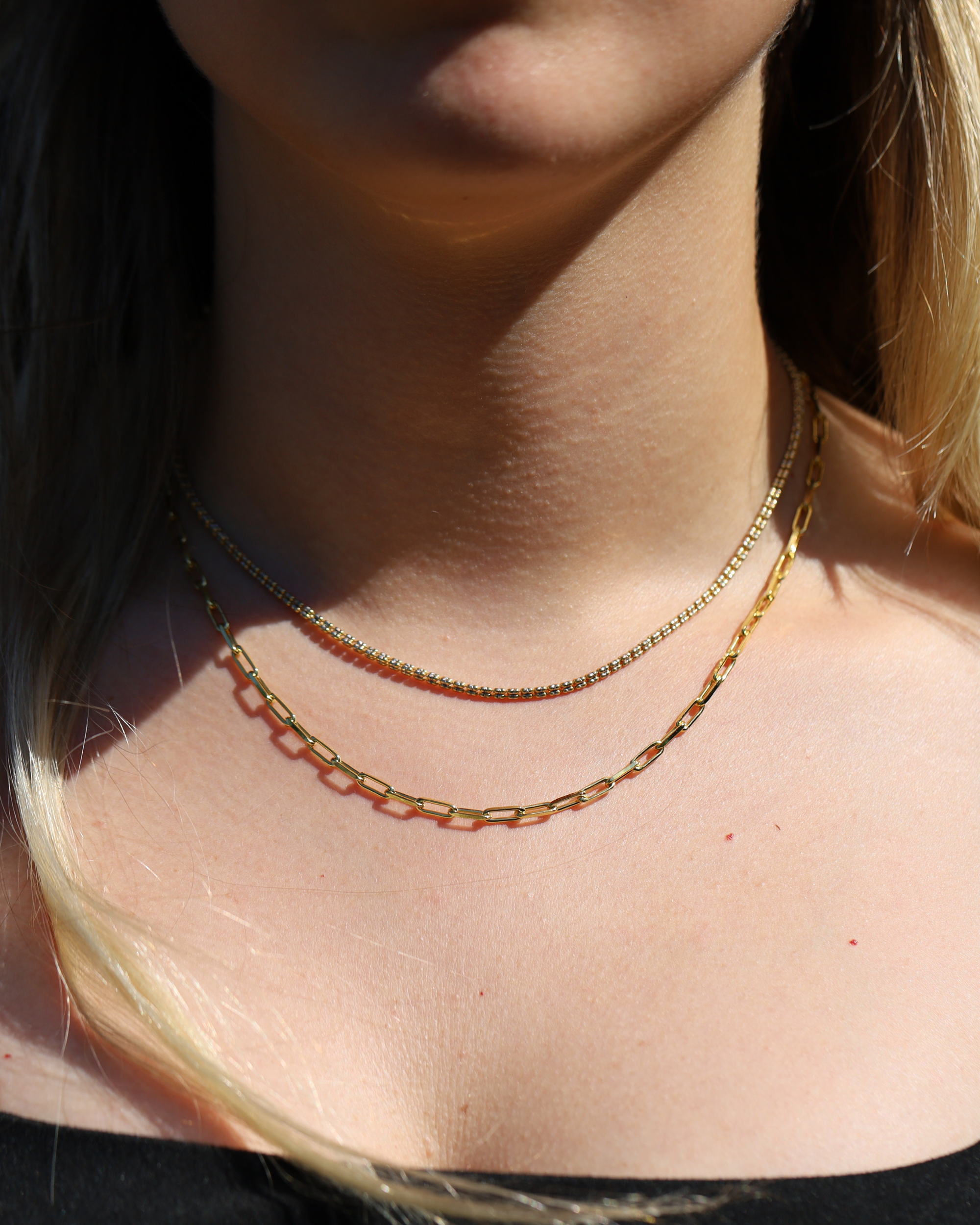 14K 2.7mm Two-Tone Fancy Ice Chain