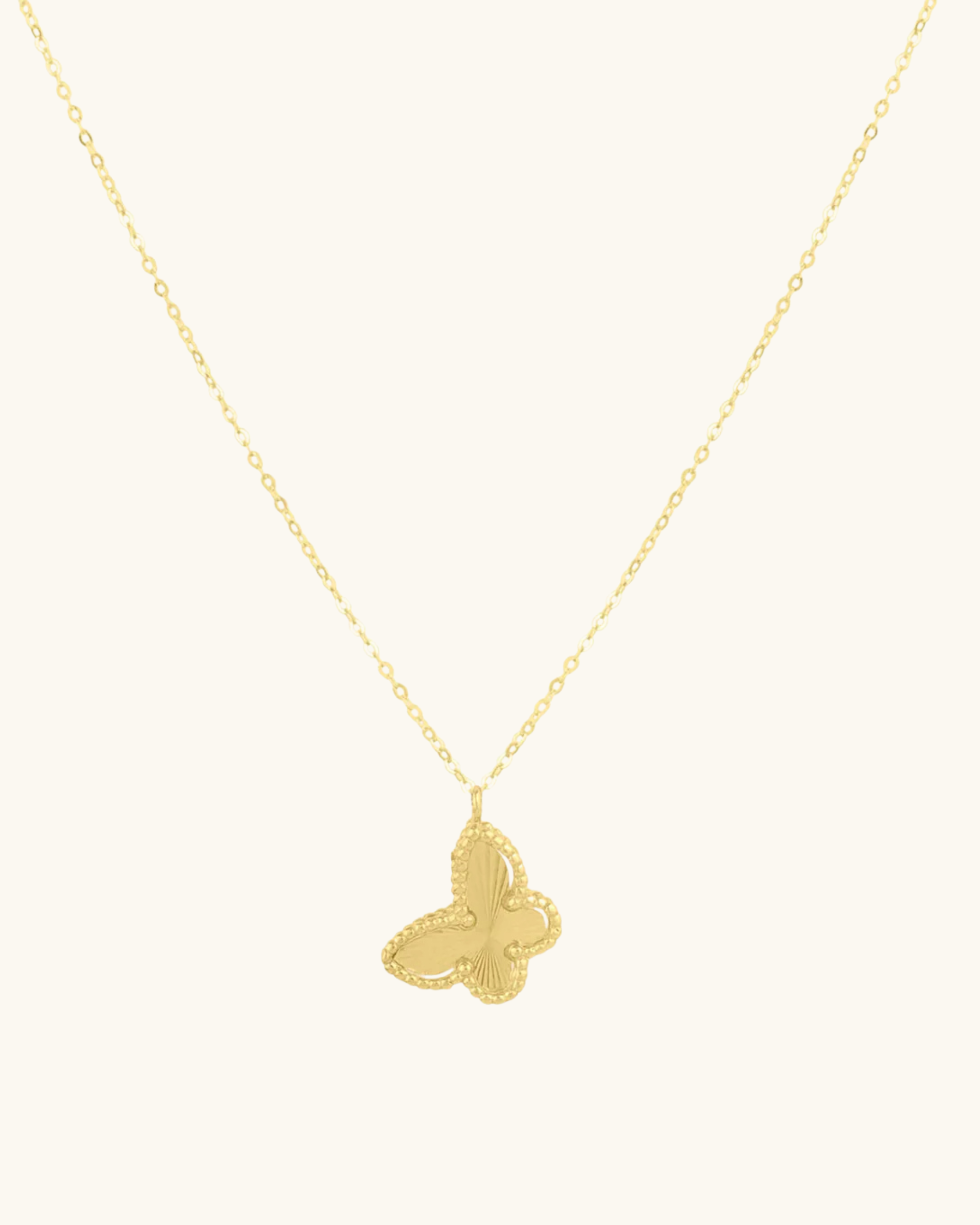 14K Gold Popcorn Butterfly Necklace