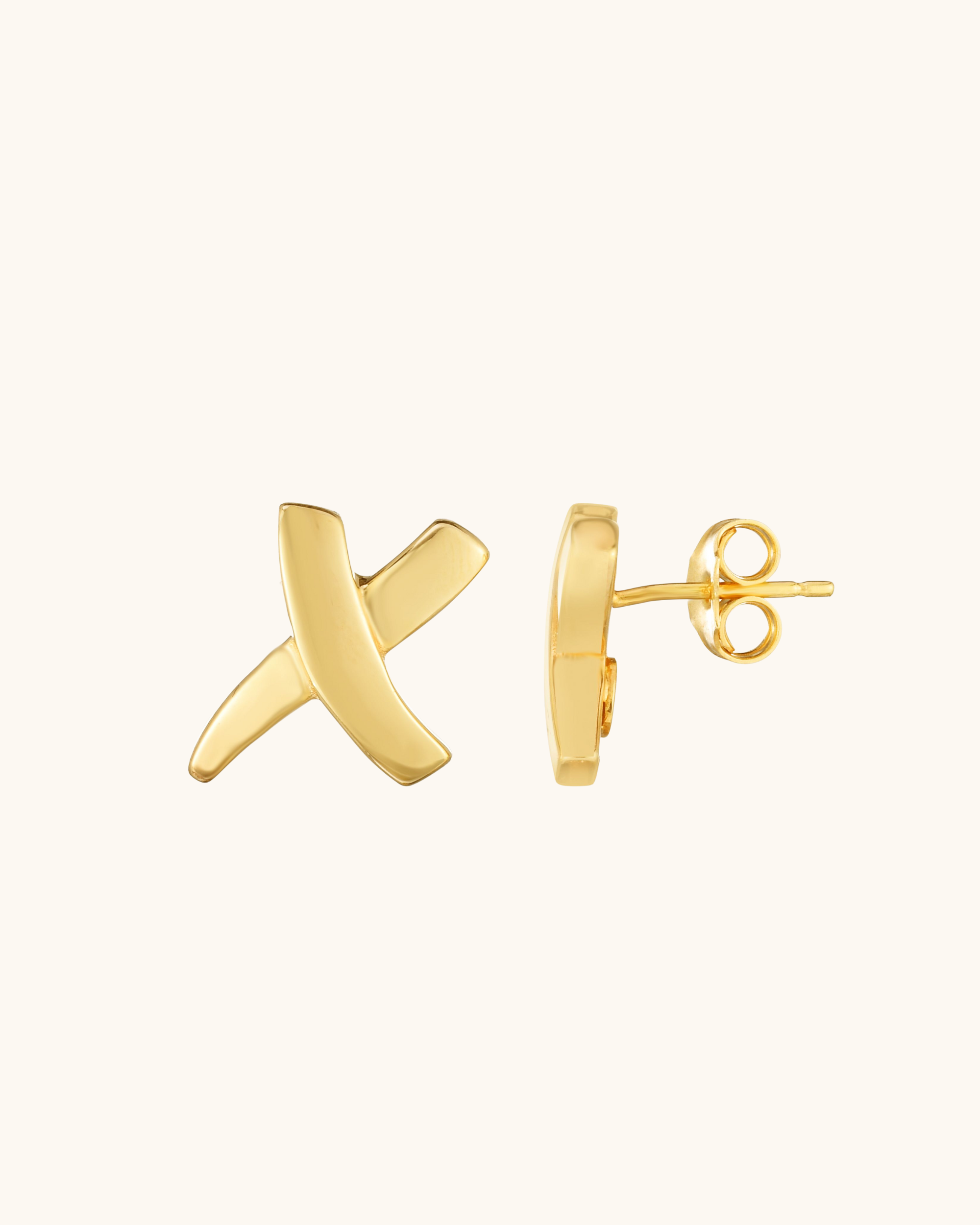 14K Gold Sculpted X Earrings
