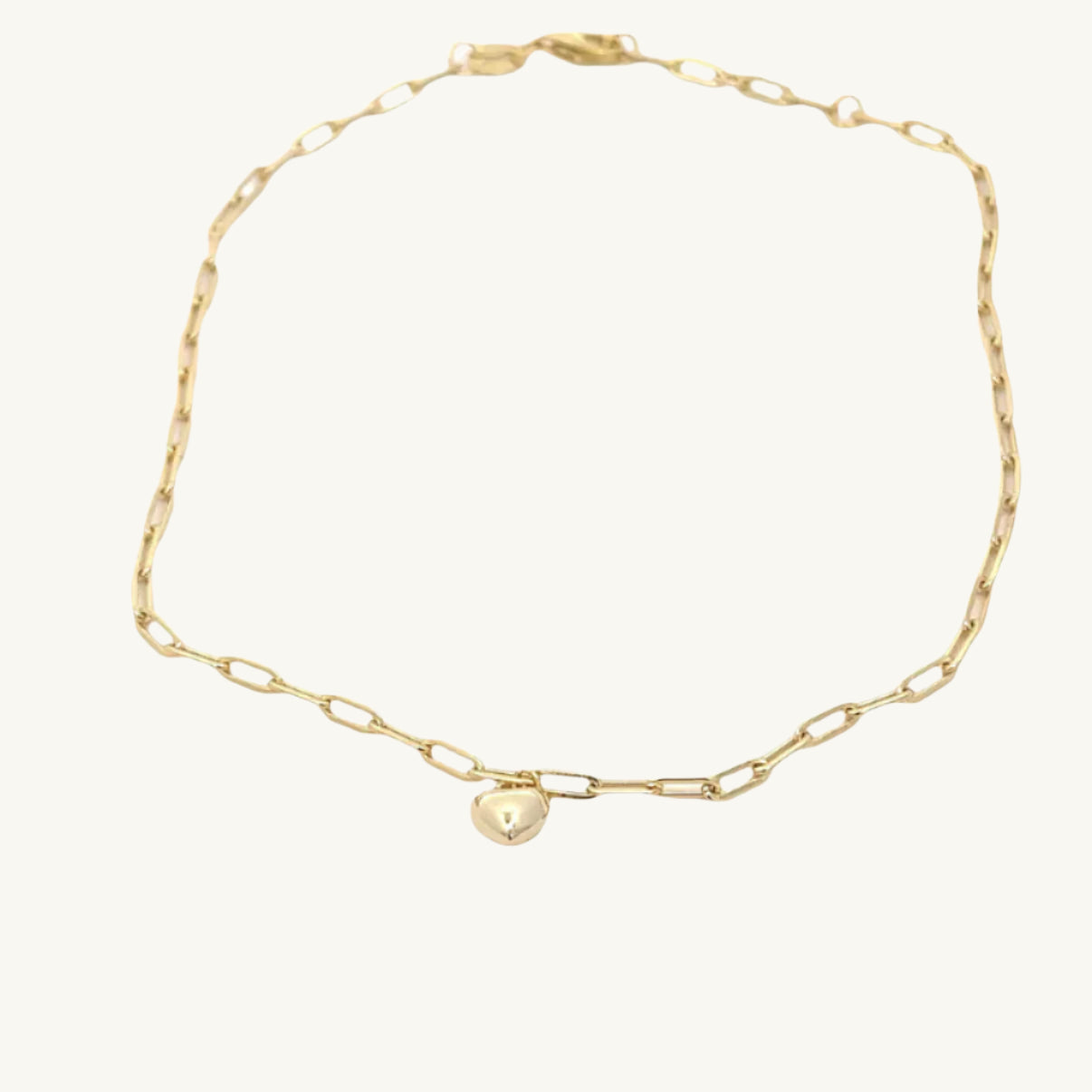 Paperclip Single Dangling Heart Anklet