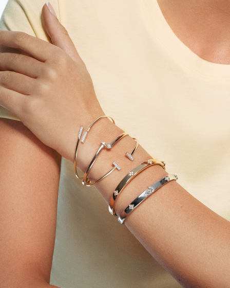 14K Diamond Hardware Bangle