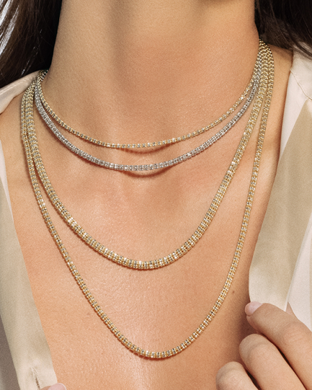 14K 2.7mm Two-Tone Fancy Ice Chain