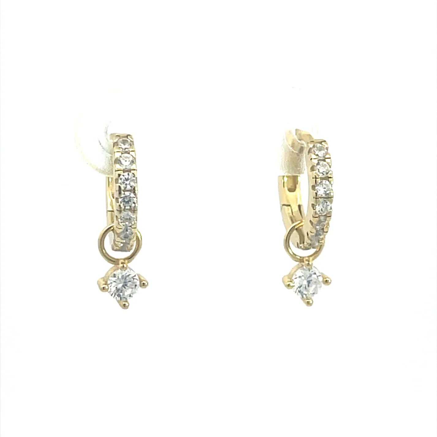 Solitaire Dangle Hoop Earrings