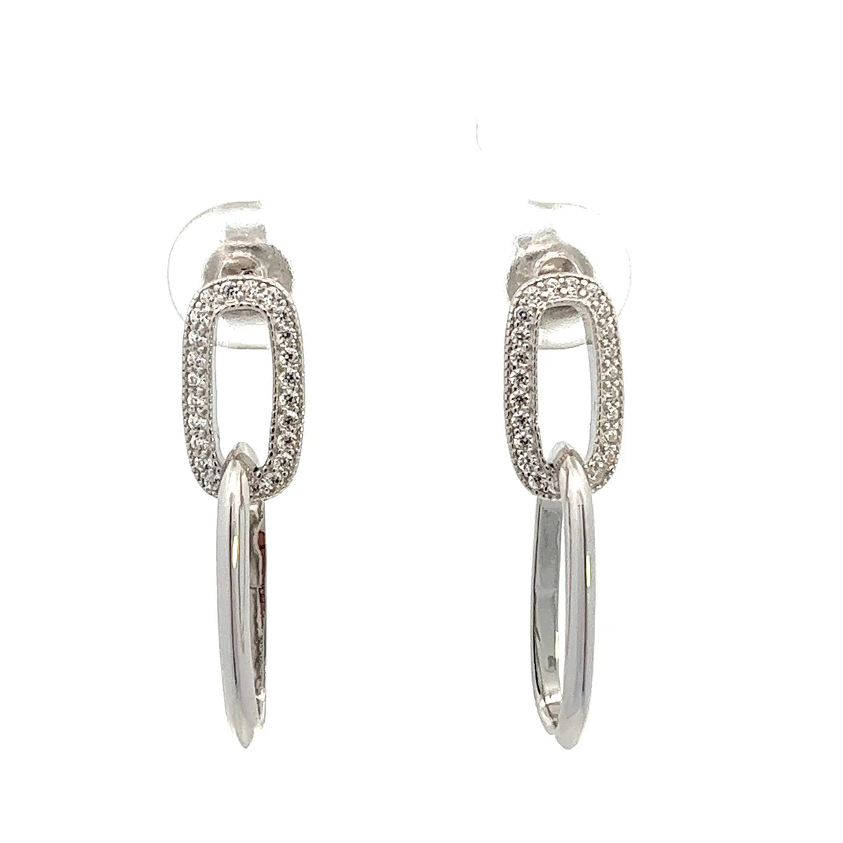 Pave Stone Paperclip Earrings