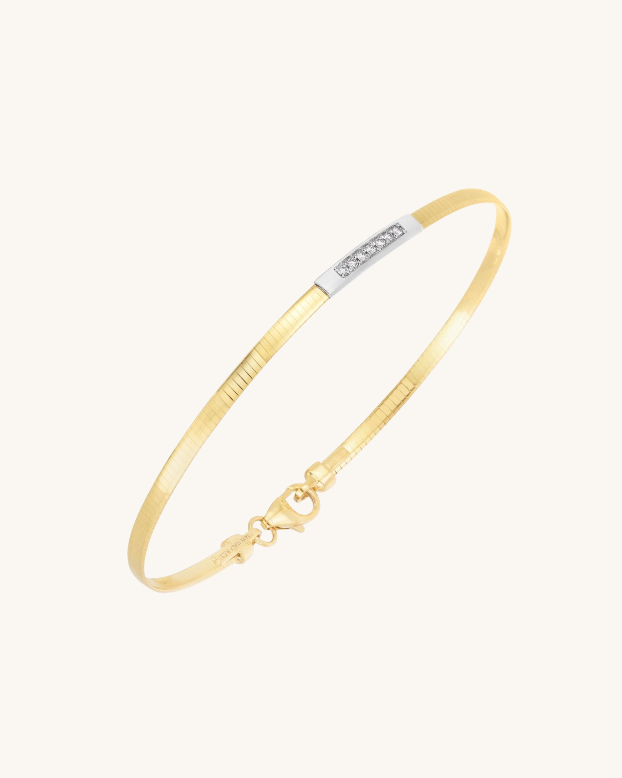 14K Gold Skinny Omega Diamond Bar Bracelet