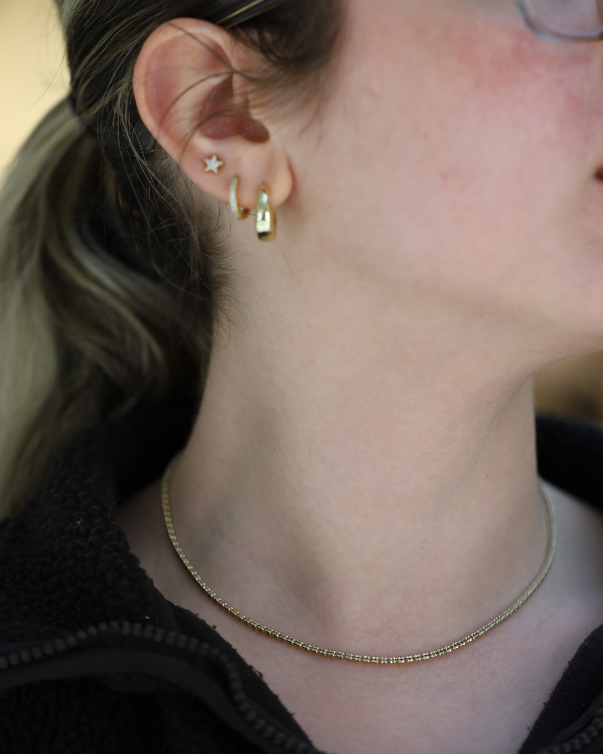 14K 2.7mm Two-Tone Fancy Ice Chain