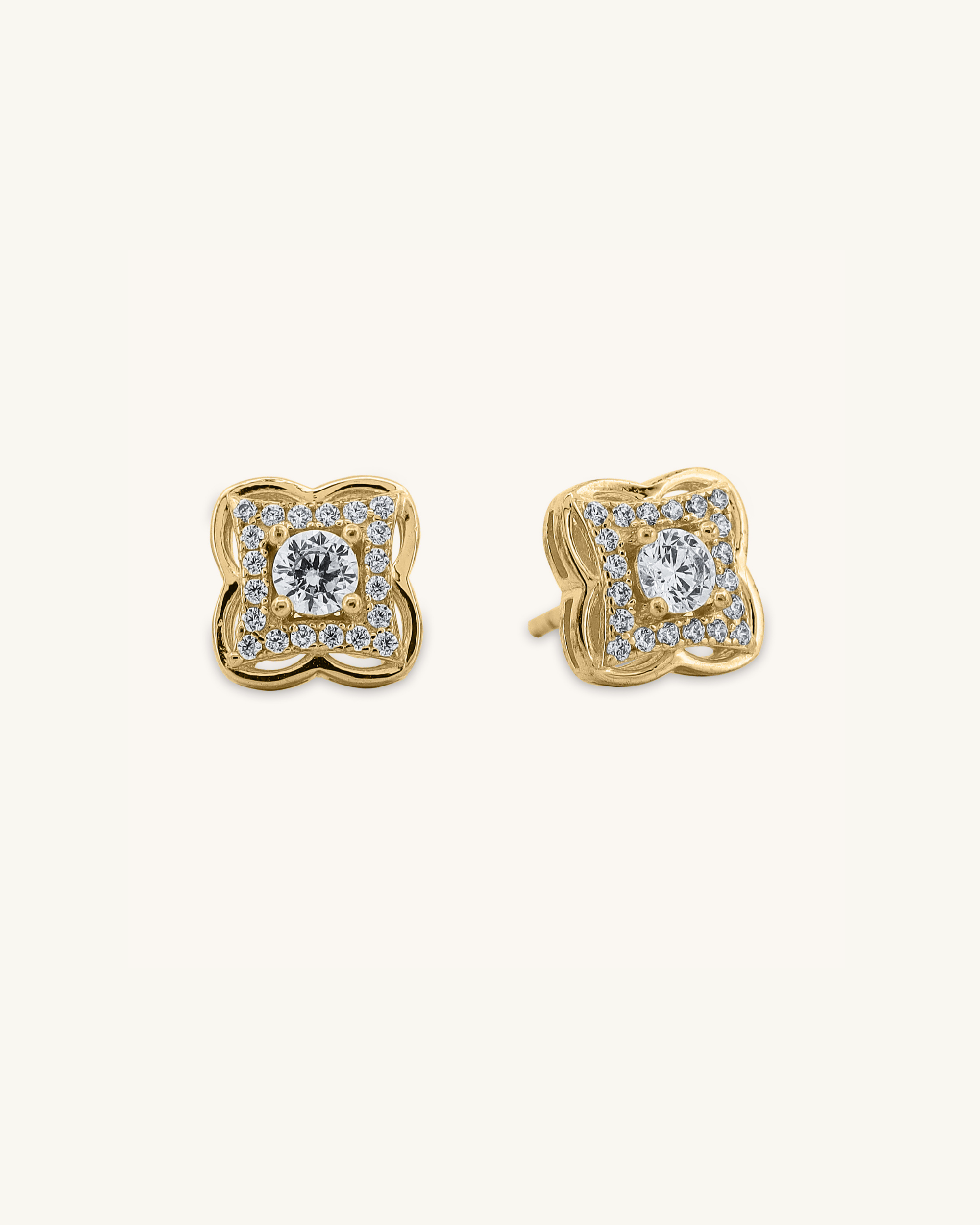 Solitaire Cut Clower Stud Earrings
