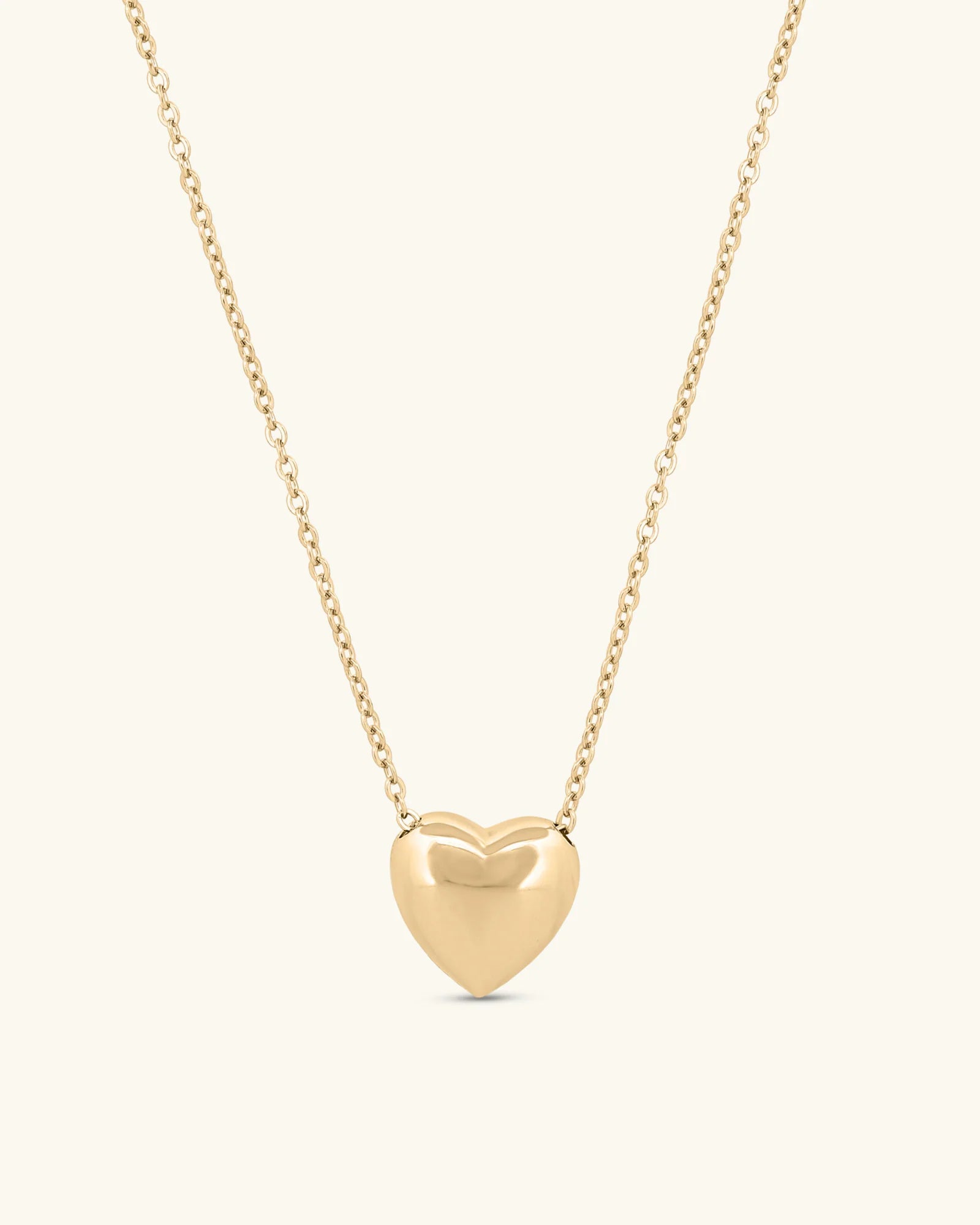 14K Gold Small Puffed Up Heart Necklace
