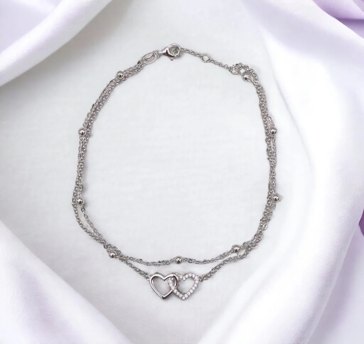 Double Heart Bonded Anklet