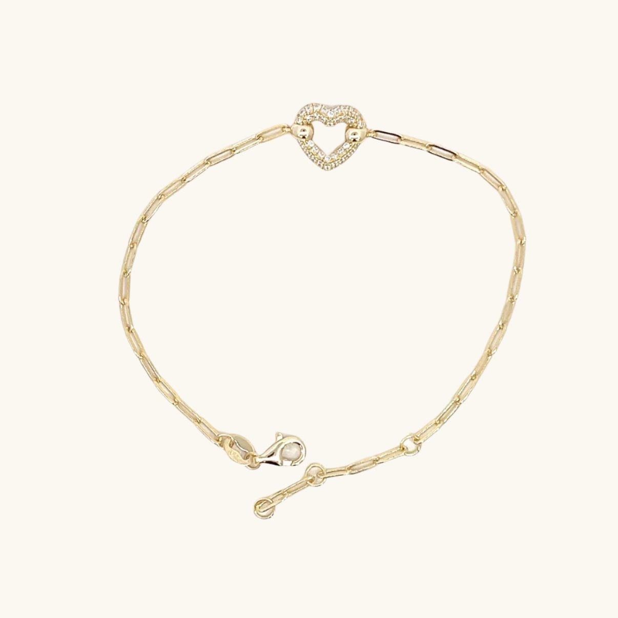 Open Heart Paperclip Bracelet