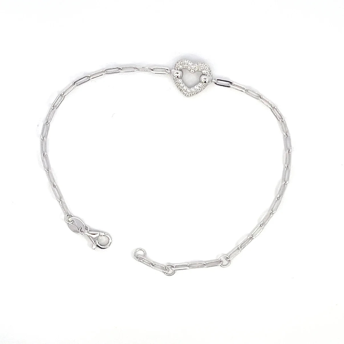 Open Heart Paperclip Bracelet