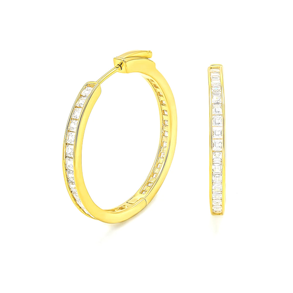 Emerald Cut Hoop Earrings