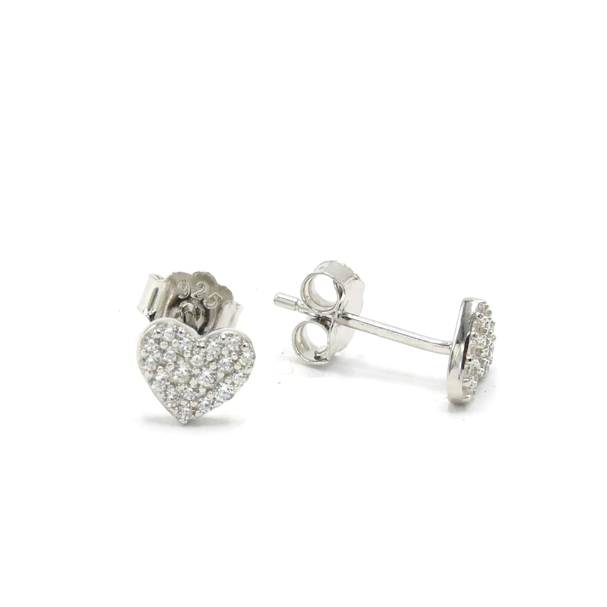 Pave Stone Heart Stud Earrings