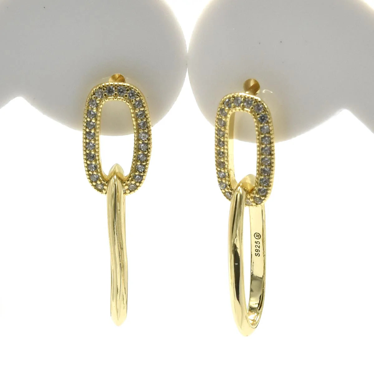 Pave Stone Paperclip Earrings