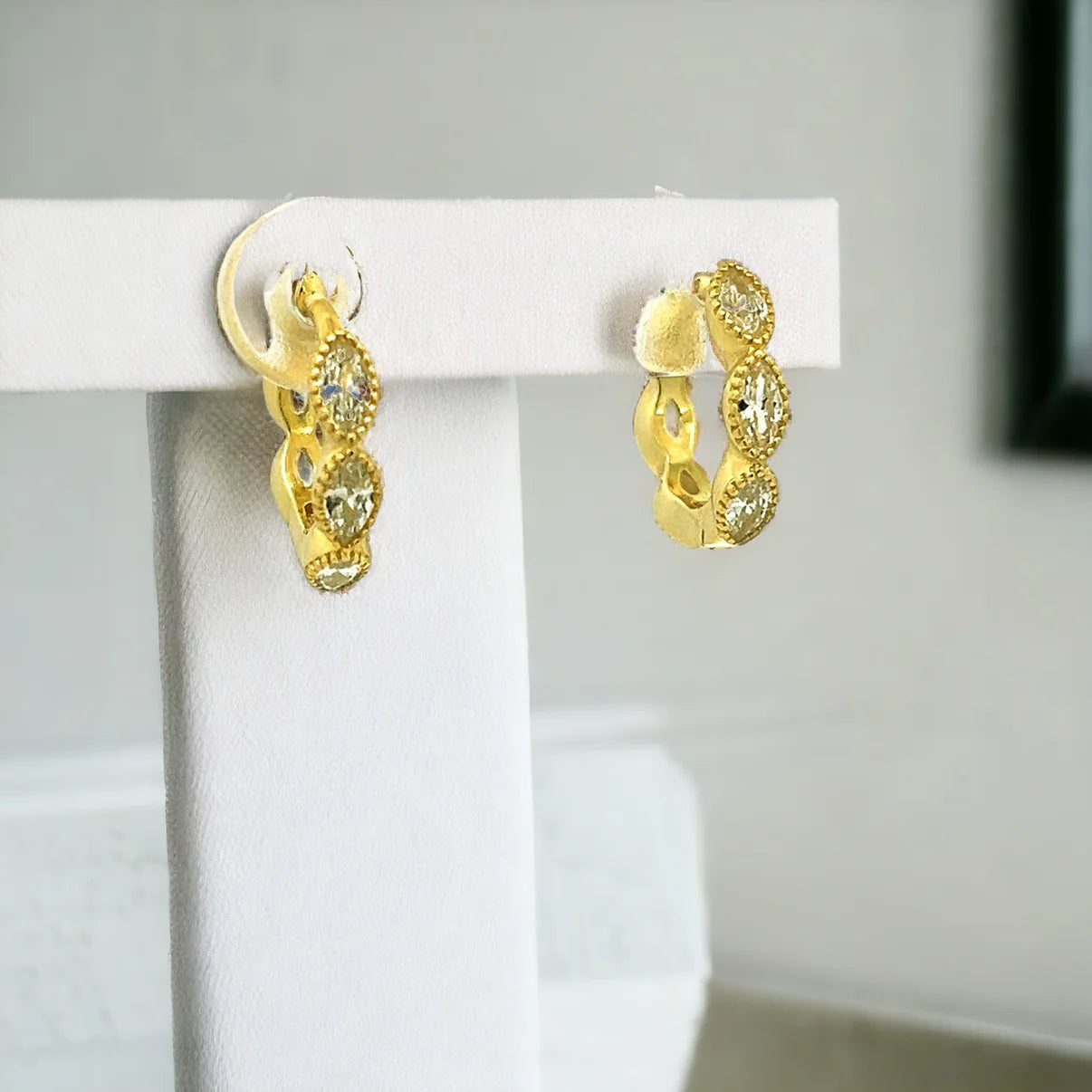 Oval Cut Hoop Earrings