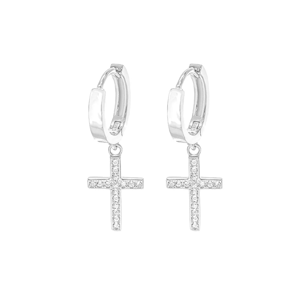 Cross Hoop Earrings