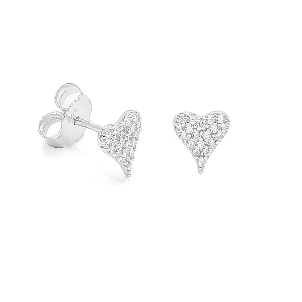 Pave Stone Heart Earrings