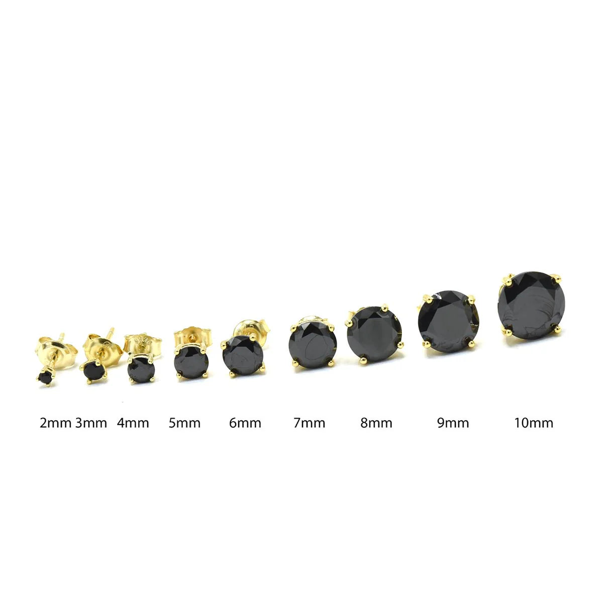 Black Round Stud Earrings