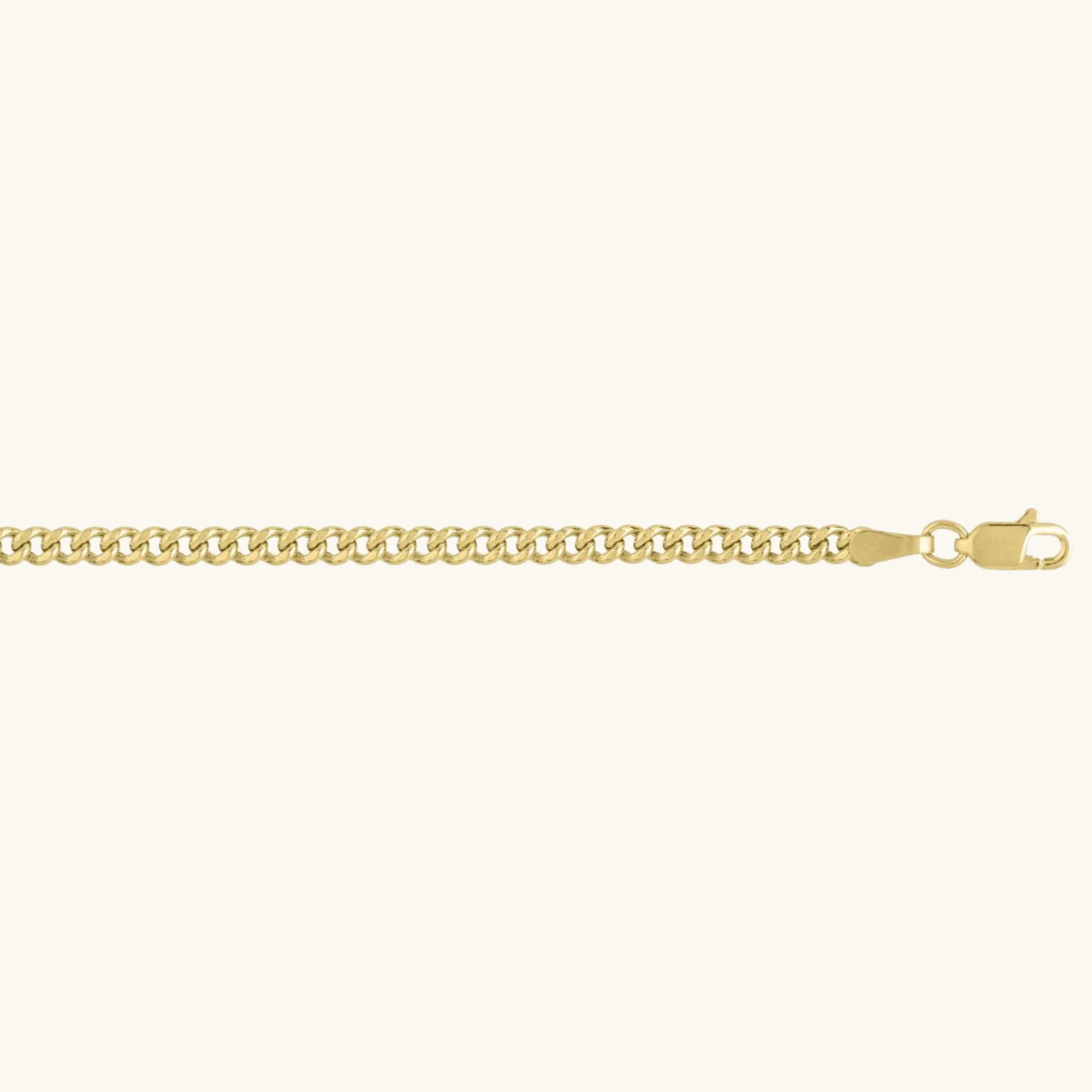 14K Gold 3.65mm Light Gourmette Cuban Chain